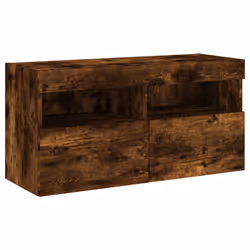 vidaXL TV Wall Cabinet with LED Lights Floating TV Unit TV Cabinet Smoked Oak