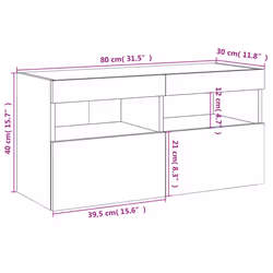 vidaXL TV Wall Cabinet with LED Lights Floating TV Unit TV Cabinet Smoked Oak