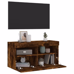 vidaXL TV Wall Cabinet with LED Lights Floating TV Unit TV Cabinet Smoked Oak - Additional view 6