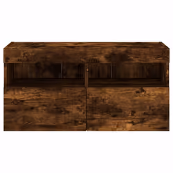 vidaXL TV Wall Cabinet with LED Lights Floating TV Unit TV Cabinet Smoked Oak - Additional view 8
