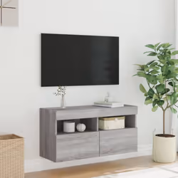 vidaXL TV Wall Cabinet with LED Lights Floating TV Unit TV Cabinet Grey Sonoma - Additional view 4