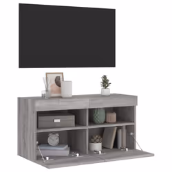 vidaXL TV Wall Cabinet with LED Lights Floating TV Unit TV Cabinet Grey Sonoma - Additional view 6