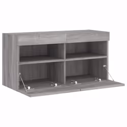 vidaXL TV Wall Cabinet with LED Lights Floating TV Unit TV Cabinet Grey Sonoma - Additional view 7