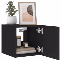 vidaXL TV Wall Cabinets with LED Lights Wall Mounted TV Units 2 pcs Black - Additional view 5