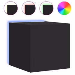vidaXL TV Wall Cabinets with LED Lights Wall Mounted TV Units 2 pcs Black - Additional view 6