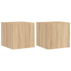 vidaXL TV Wall Cabinets with LED Lights Floating TV Unit 2 pcs Sonoma Oak