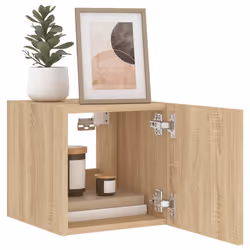 vidaXL TV Wall Cabinets with LED Lights Floating TV Unit 2 pcs Sonoma Oak - Additional view 5