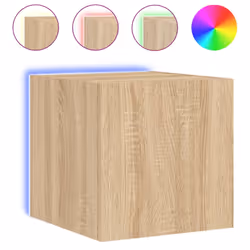 vidaXL TV Wall Cabinets with LED Lights Floating TV Unit 2 pcs Sonoma Oak - Additional view 6