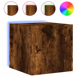 vidaXL TV Wall Cabinet with LED Lights Floating TV Unit TV Cabinet Smoked Oak