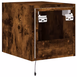 vidaXL TV Wall Cabinet with LED Lights Floating TV Unit TV Cabinet Smoked Oak - Additional view 10