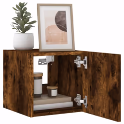 vidaXL TV Wall Cabinet with LED Lights Floating TV Unit TV Cabinet Smoked Oak - Additional view 6