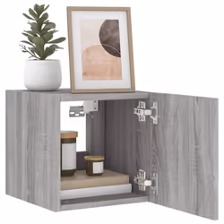 vidaXL TV Wall Cabinet with LED Lights Floating TV Unit TV Cabinet Grey Sonoma - Additional view 6