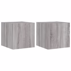 vidaXL TV Wall Cabinets with LED Lights Floating TV Unit 2 pcs Grey Sonoma