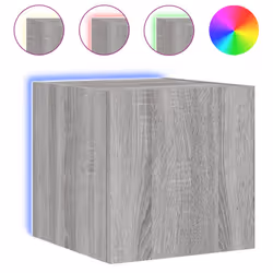 vidaXL TV Wall Cabinets with LED Lights Floating TV Unit 2 pcs Grey Sonoma - Additional view 6