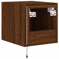 vidaXL TV Wall Cabinet with LED Lights Floating TV Unit TV Cabinet Brown Oak - Additional view 10