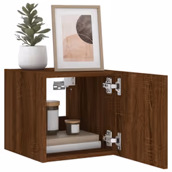 vidaXL TV Wall Cabinet with LED Lights Floating TV Unit TV Cabinet Brown Oak - Additional view 6