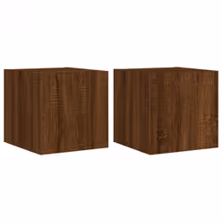 vidaXL TV Wall Cabinets with LED Lights Wall Mounted TV Units 2 pcs Brown Oak