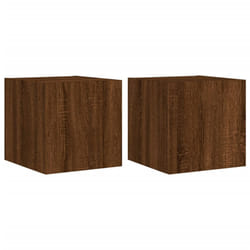 vidaXL TV Wall Cabinets with LED Lights Wall Mounted TV Units 2 pcs Brown Oak