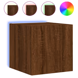 vidaXL TV Wall Cabinets with LED Lights Wall Mounted TV Units 2 pcs Brown Oak - Additional view 6