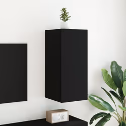vidaXL TV Wall Cabinet with LED Lights Floating Wall Mounted TV Cabinet Black - Additional view 4