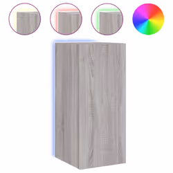 vidaXL TV Wall Cabinet with LED Lights Floating TV Unit TV Cabinet Grey Sonoma