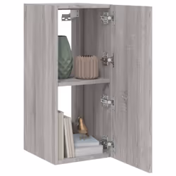 vidaXL TV Wall Cabinet with LED Lights Floating TV Unit TV Cabinet Grey Sonoma - Additional view 6