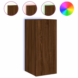 vidaXL TV Wall Cabinet with LED Lights Floating TV Unit TV Cabinet Brown Oak