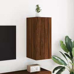 vidaXL TV Wall Cabinet with LED Lights Floating TV Unit TV Cabinet Brown Oak - Additional view 4