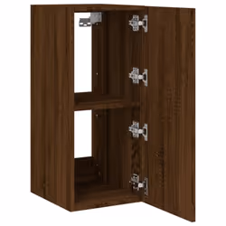 vidaXL TV Wall Cabinet with LED Lights Floating TV Unit TV Cabinet Brown Oak - Additional view 7