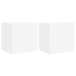 vidaXL TV Wall Cabinets with LED Lights Wall Mounted TV Units 2 pcs White