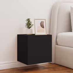 vidaXL TV Wall Cabinet with LED Lights Floating Wall Mounted TV Cabinet Black - Additional view 4