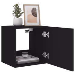 vidaXL TV Wall Cabinet with LED Lights Floating Wall Mounted TV Cabinet Black - Additional view 6