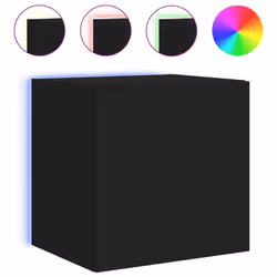 vidaXL TV Wall Cabinets with LED Lights Wall Mounted TV Units 2 pcs Black - Additional view 6
