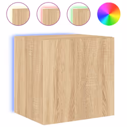 vidaXL TV Wall Cabinet with LED Lights Floating TV Unit TV Cabinet Sonoma Oak