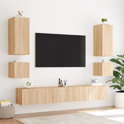 vidaXL TV Wall Cabinet with LED Lights Floating TV Unit TV Cabinet Sonoma Oak - Additional view 5