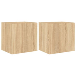 vidaXL TV Wall Cabinets with LED Lights Floating TV Unit 2 pcs Sonoma Oak