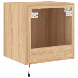 vidaXL TV Wall Cabinets with LED Lights Floating TV Unit 2 pcs Sonoma Oak - Additional view 10