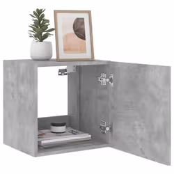 vidaXL TV Wall Cabinets with LED Lights Floating TV Unit 2 pcs Concrete Grey - Additional view 5