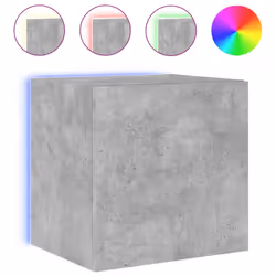vidaXL TV Wall Cabinets with LED Lights Floating TV Unit 2 pcs Concrete Grey - Additional view 6