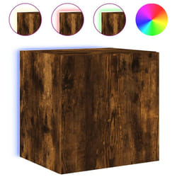 vidaXL TV Wall Cabinet with LED Lights Floating TV Unit TV Cabinet Smoked Oak