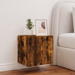vidaXL TV Wall Cabinet with LED Lights Floating TV Unit TV Cabinet Smoked Oak - Additional view 4