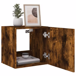 vidaXL TV Wall Cabinet with LED Lights Floating TV Unit TV Cabinet Smoked Oak - Additional view 6