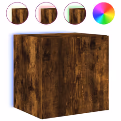 vidaXL TV Wall Cabinets with LED Lights Floating TV Unit 2 pcs Smoked Oak - Additional view 6