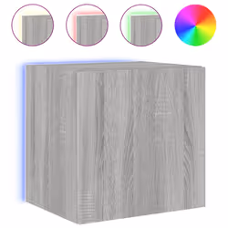vidaXL TV Wall Cabinet with LED Lights Floating TV Unit TV Cabinet Grey Sonoma