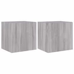 vidaXL TV Wall Cabinets with LED Lights Floating TV Unit 2 pcs Grey Sonoma