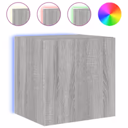 vidaXL TV Wall Cabinets with LED Lights Floating TV Unit 2 pcs Grey Sonoma - Additional view 6