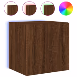 vidaXL TV Wall Cabinet with LED Lights Floating TV Unit TV Cabinet Brown Oak