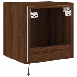 vidaXL TV Wall Cabinet with LED Lights Floating TV Unit TV Cabinet Brown Oak - Additional view 10