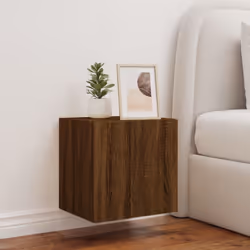 vidaXL TV Wall Cabinet with LED Lights Floating TV Unit TV Cabinet Brown Oak - Additional view 4