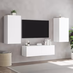 vidaXL TV Wall Cabinet with LED Lights Floating Wall Mounted TV Cabinet White - Additional view 4